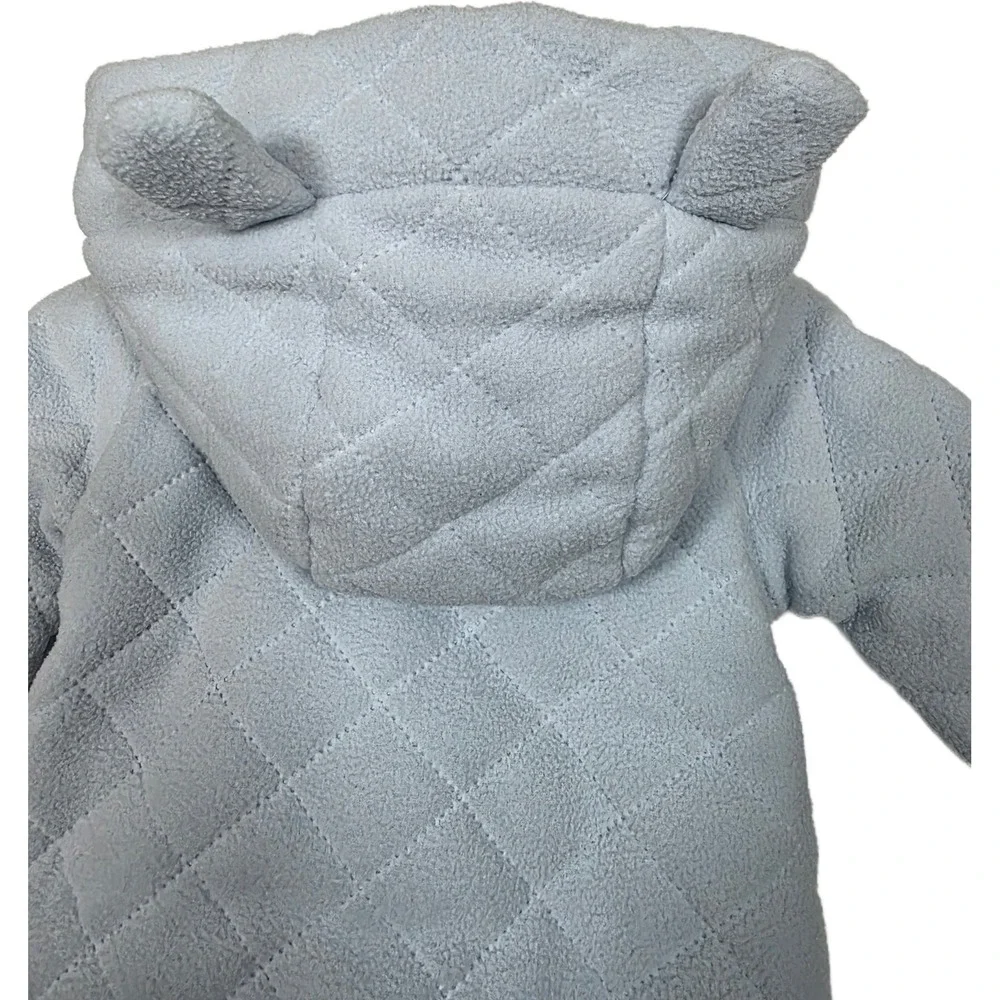 Wippette Baby Boys 0-3M Blue Quilted Fleece Hooded Zip Pram Suit